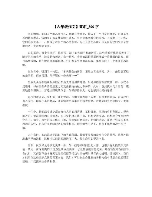 【六年级作文】雪泪_500字