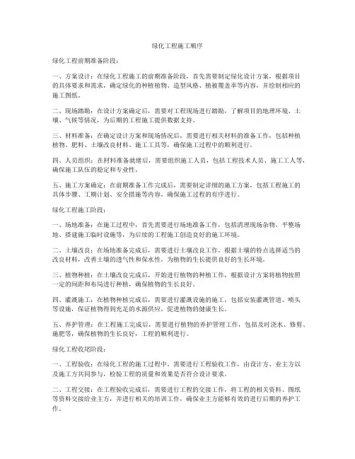 绿化工程施工顺序