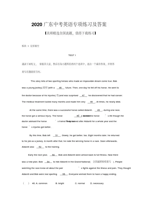 2020广东中考英语专项练习及答案