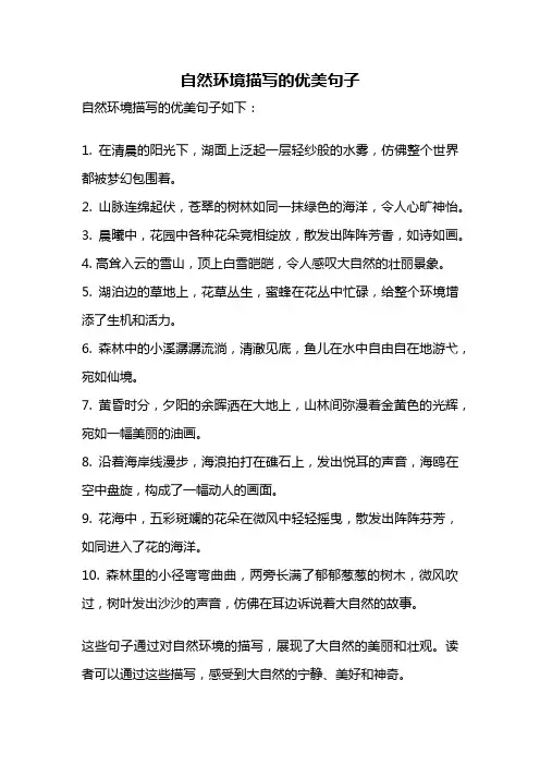 自然环境描写的优美句子