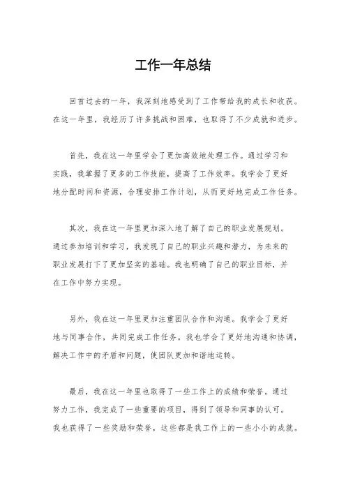 工作一年总结