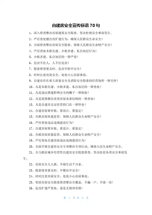 自建房安全宣传标语70句