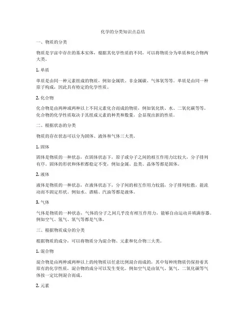 化学的分类知识点总结