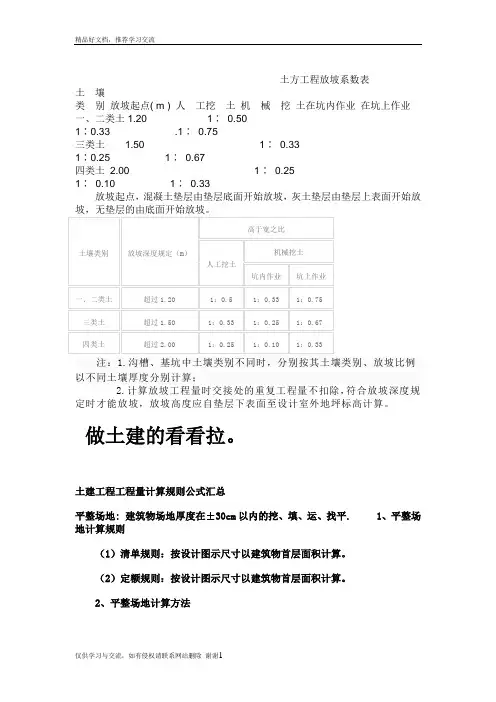 最新土方工程放坡系数表