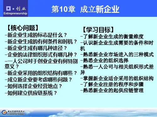 第10章新企业生成(张玉利,创业管理,第四版)