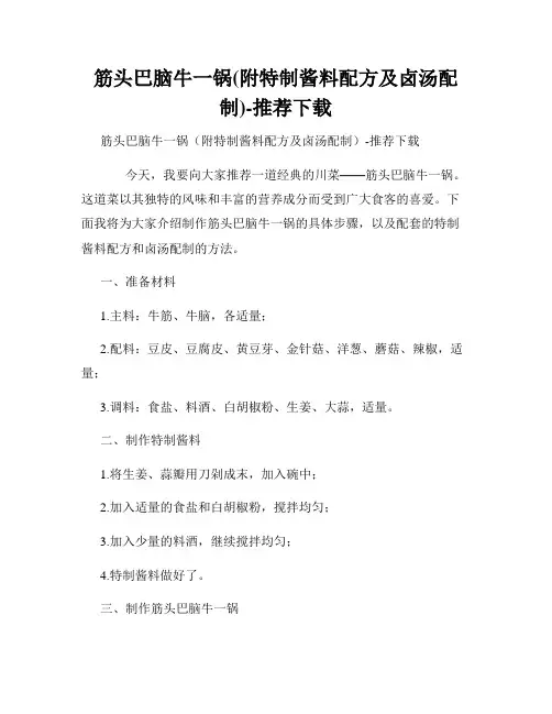筋头巴脑牛一锅(附特制酱料配方及卤汤配制)-推荐下载