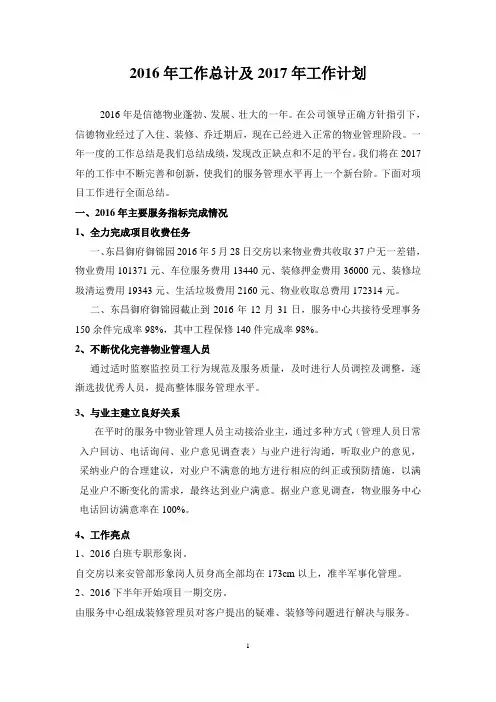2016年工作总计及2017年工作计划