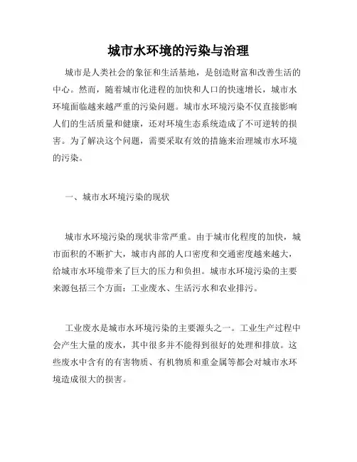 城市水环境的污染与治理