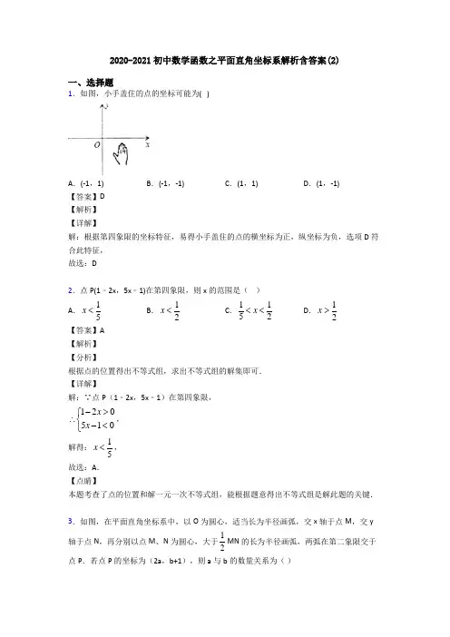 2020-2021初中数学函数之平面直角坐标系解析含答案(2)