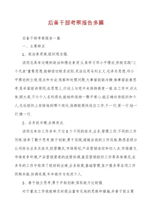 后备干部考察报告多篇