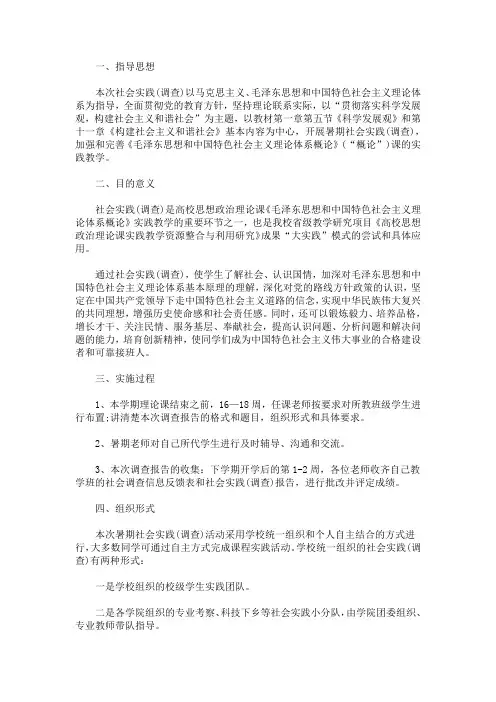 最新毛概作业社会调查报告