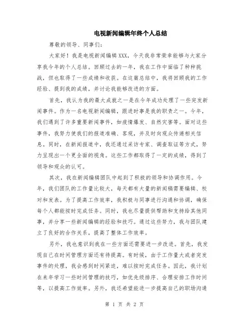 电视新闻编辑年终个人总结