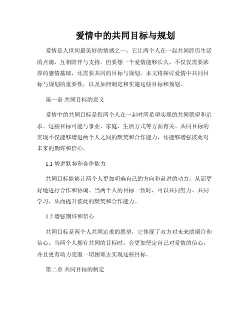 爱情中的共同目标与规划