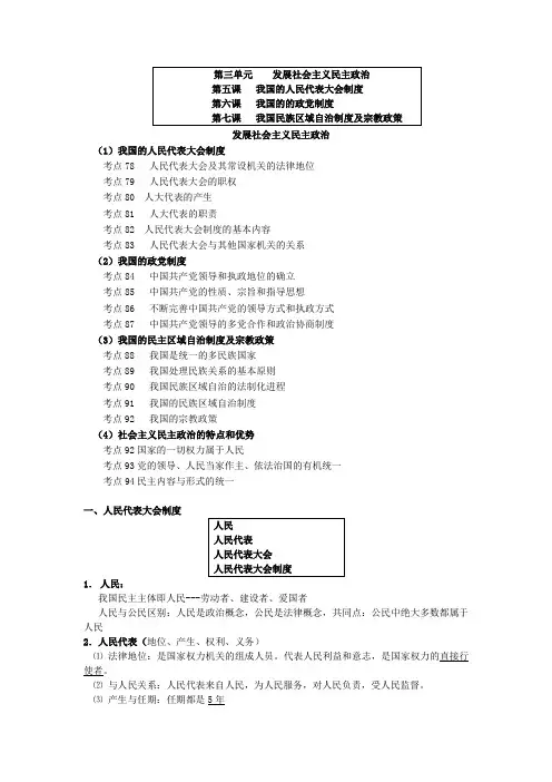 高中政治必修二政治生活第三单元知识点体系