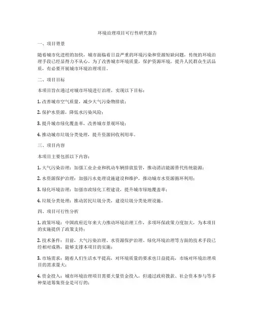 环境治理项目可行性研究报告