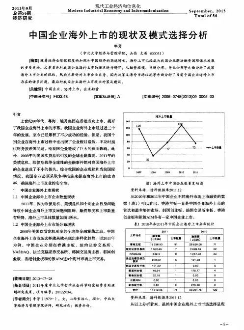 中国企业海外上市的现状及模式选择分析