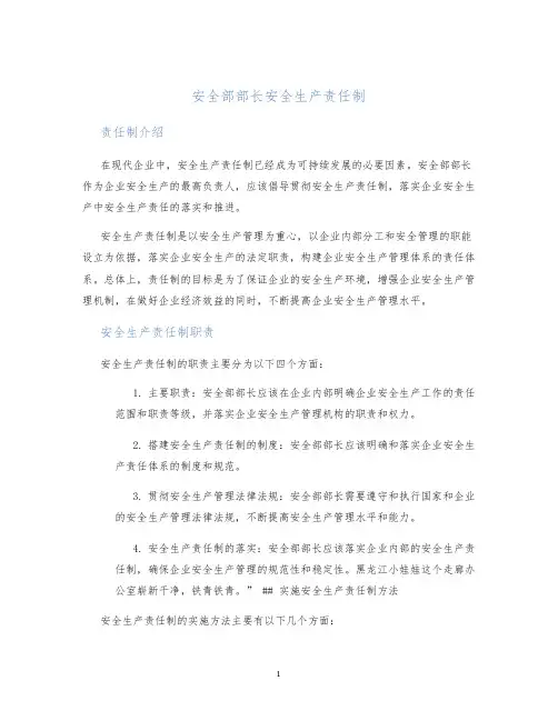 安全部部长安全生产责任制