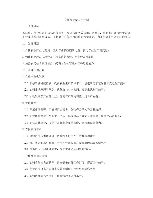 合作社年度工作计划