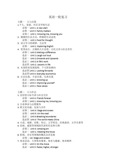 2025届高考英语外研版一轮复习-按话题板块复习安排