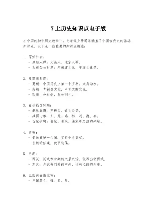 7上历史知识点电子版