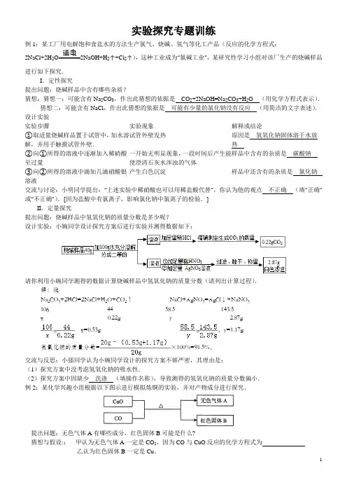 中考化学酸碱盐实验探究典型真题