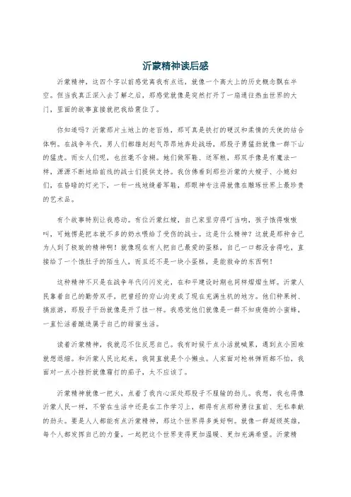 沂蒙精神读后感