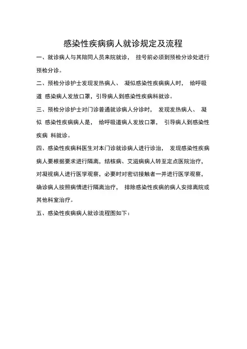感染性疾病病人就诊规定及流程
