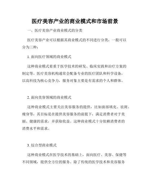 医疗美容产业的商业模式和市场前景
