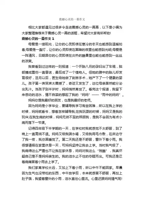 震撼心灵的一幕作文_作文700字_高考作文_