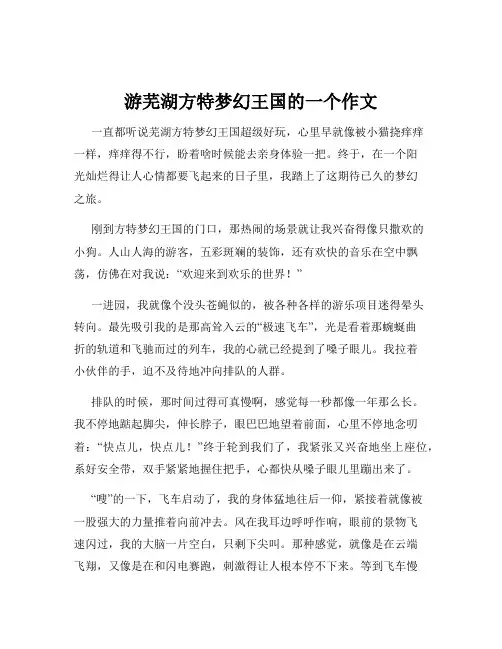 游芜湖方特梦幻王国的一个作文