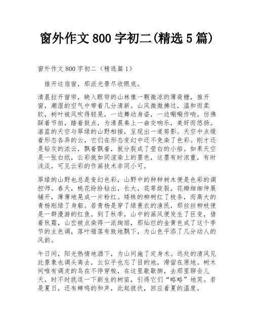 窗外作文800字初二(精选5篇)