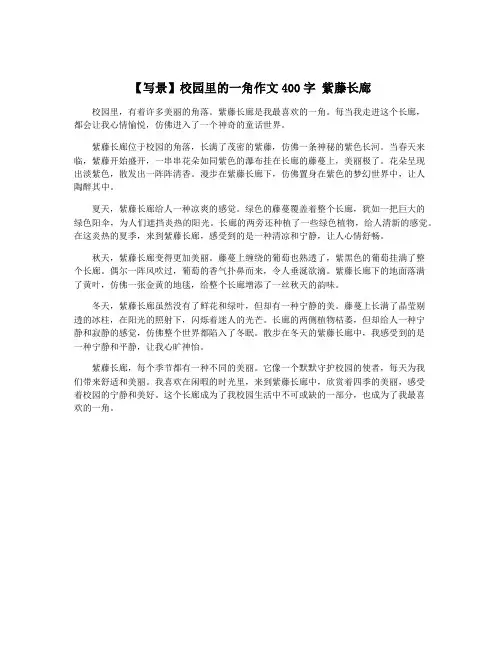 【写景】校园里的一角作文400字 紫藤长廊