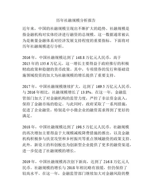历年社融规模分析报告
