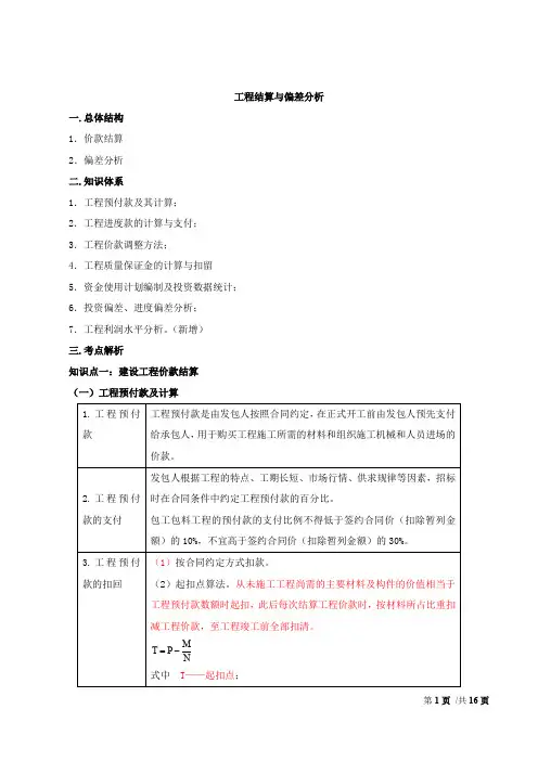 造价案例工程结算与偏差分析