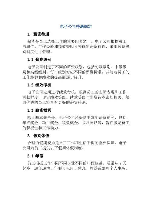 电子公司待遇规定
