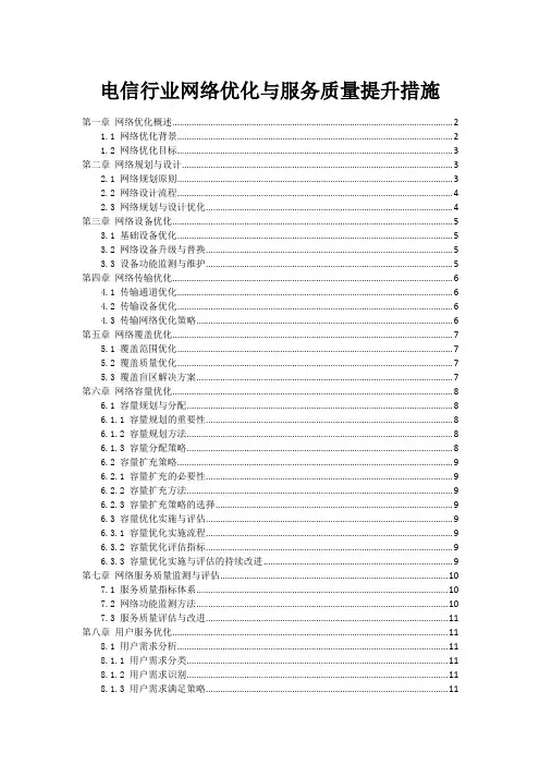 电信行业网络优化与服务质量提升措施