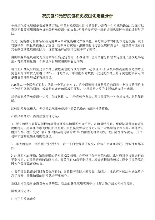 灰度值和光密度值在免疫组化定量分析