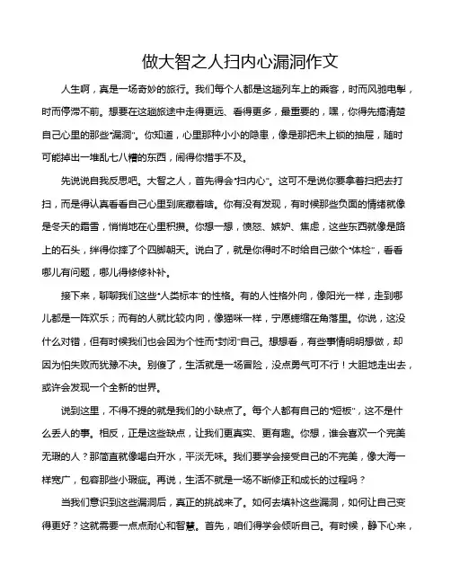 做大智之人扫内心漏洞作文