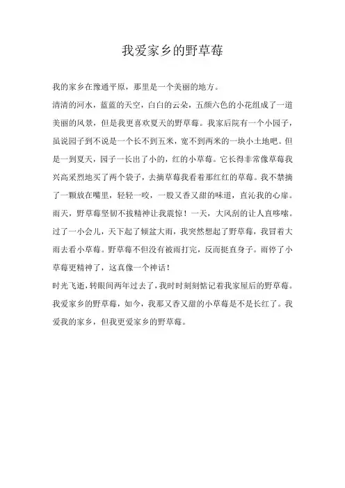 三年级状物我爱家乡的野草莓