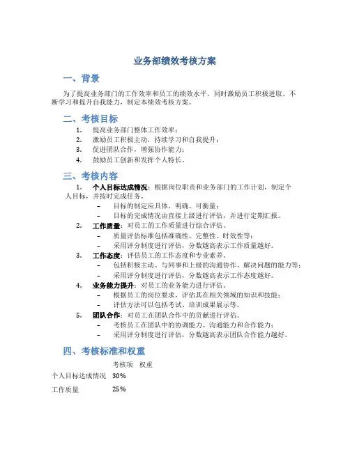 业务部绩效考核方案