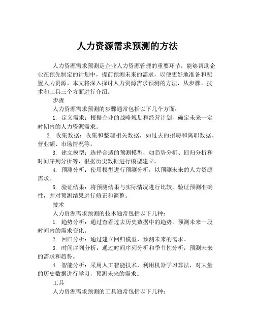 人力资源需求预测的方法