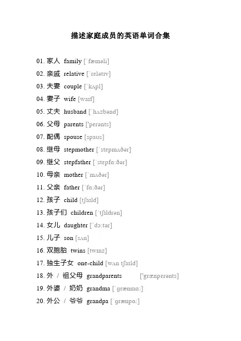 描述家庭成员的英语单词合集