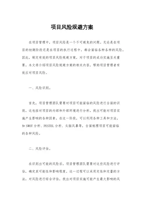 项目风险规避方案