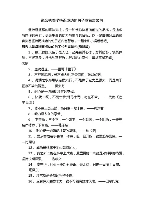 形容执着坚持而成功的句子或名言警句