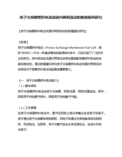 质子交换膜燃料电池流道内两相流动的数值模拟研究