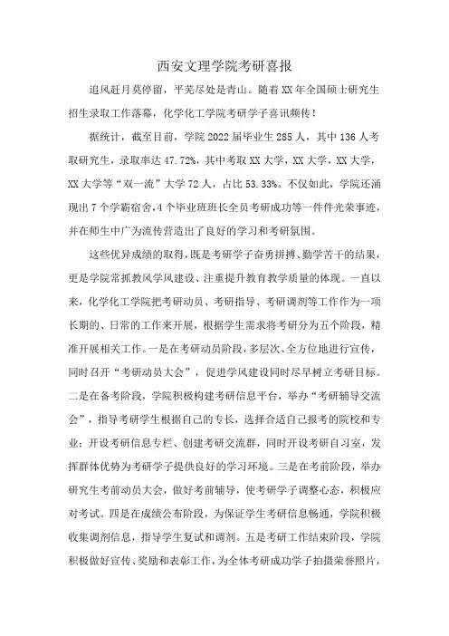 西安文理学院考研喜报