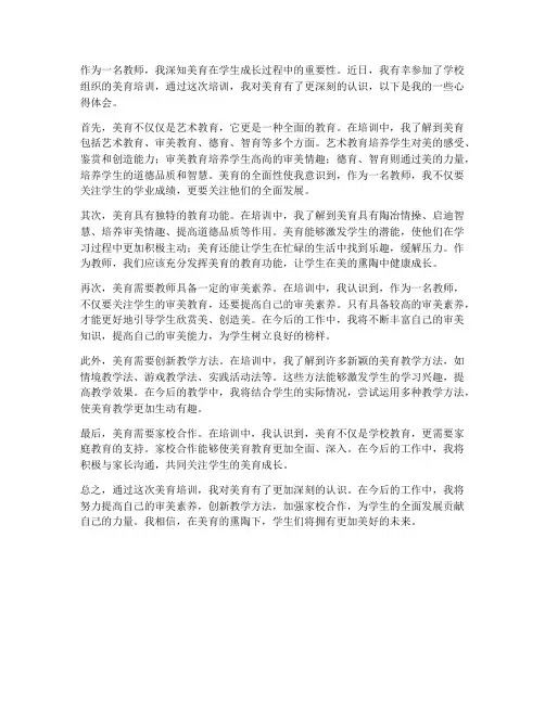 教师美育培训心得体会