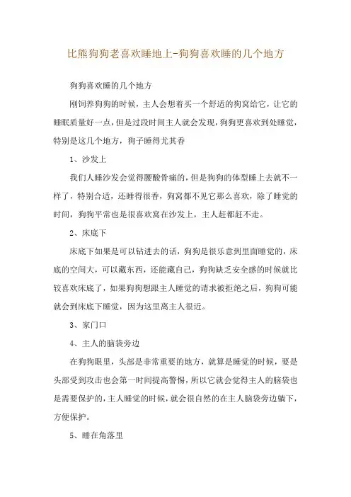 比熊狗狗老喜欢睡地上-狗狗喜欢睡的几个地方