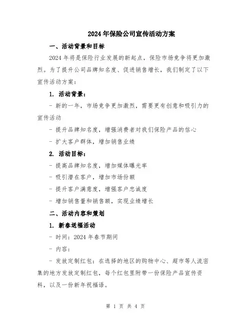 2024年保险公司宣传活动方案