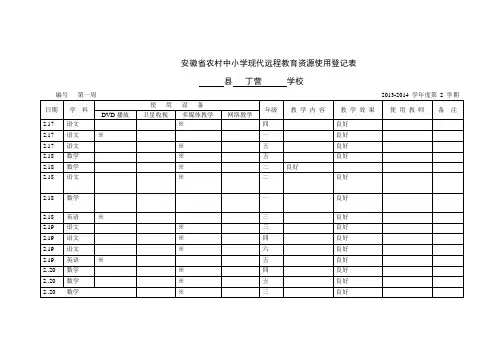 远程使用登记表